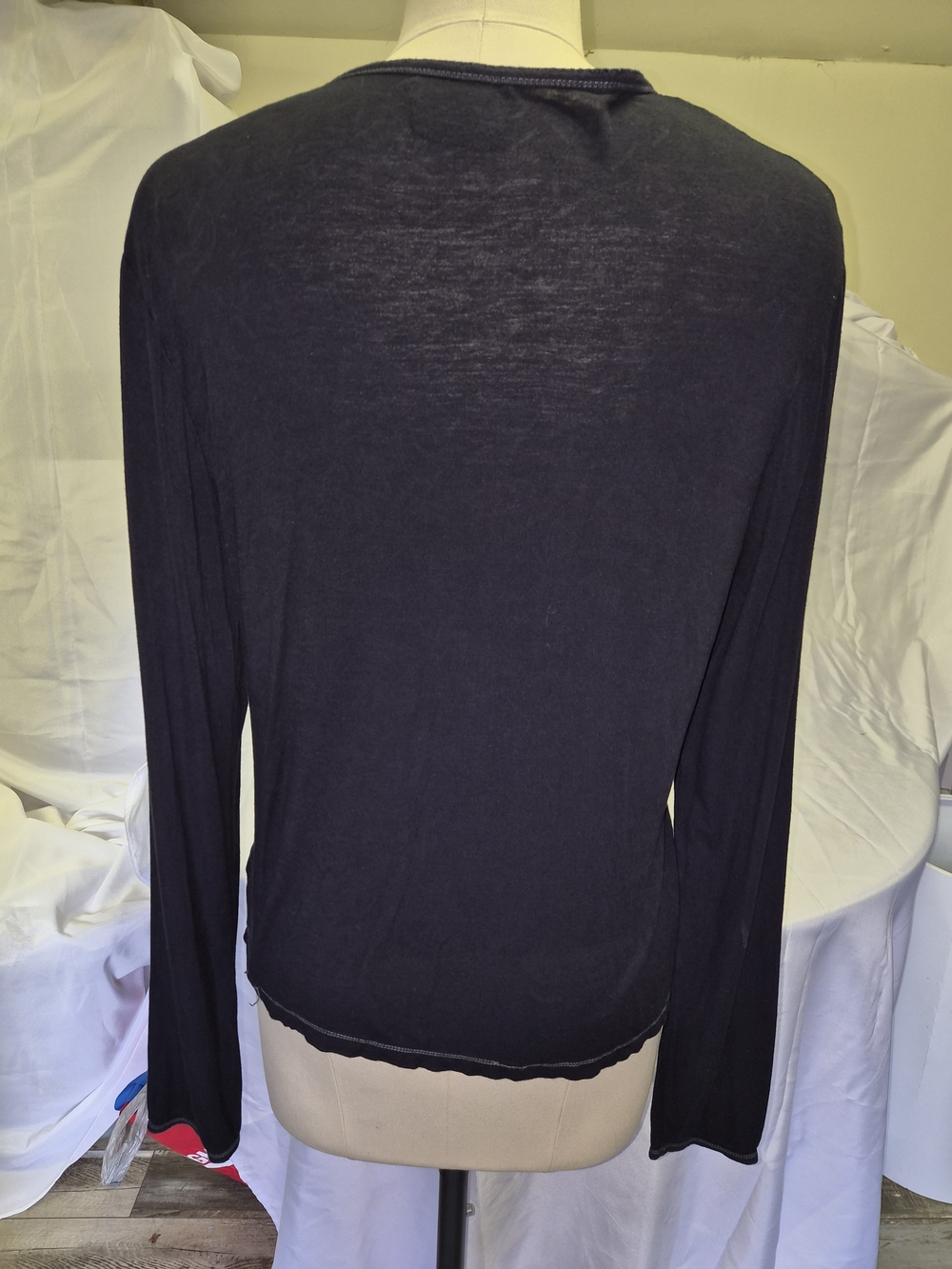 Cuddl Duds Black Long Sleeve Scoop Neck Top - Picture 3 of 7